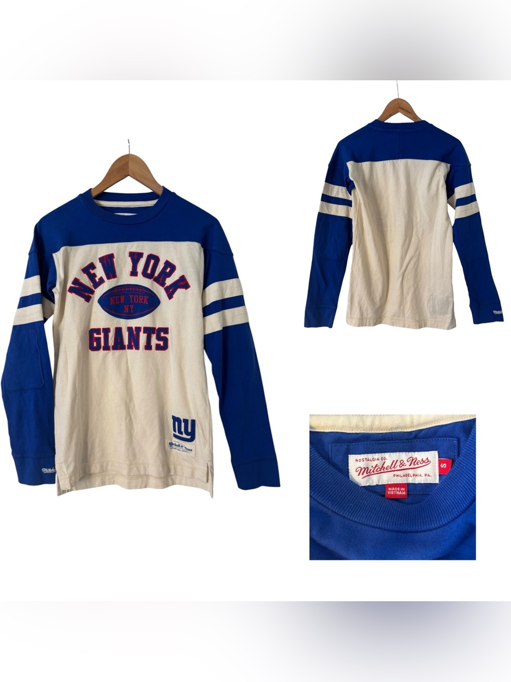 Mitchell & Ness New York Giants Swing Pass Long Sleeve Vintage Tee